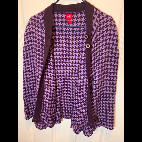 Anne Klein Ultra Soft Purple and Black Houndstooth Cape Poncho Size OS - Picture 5 of 7